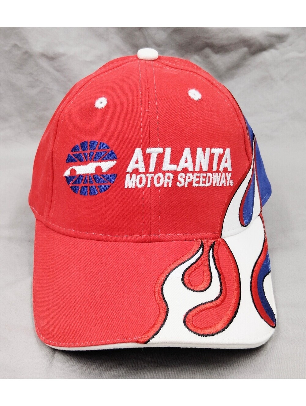 Atlanta Motor Speedway SMI Y2K Flame Racing Hat Cap Red Blue Adjustable Cotton